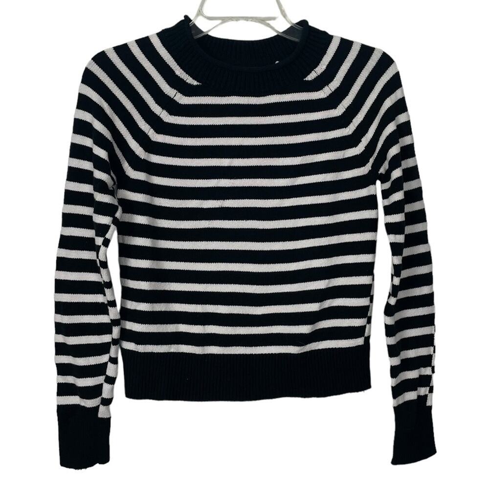 Banana Republic Blue White Rolled Neck Pullover Cotton Knit Sweater XS